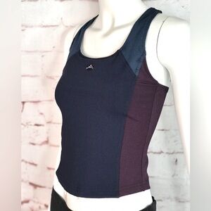 HANES Sport COOLMAX Racer Back Colorblock Workout Tank Navy Blue & Maroon Size S